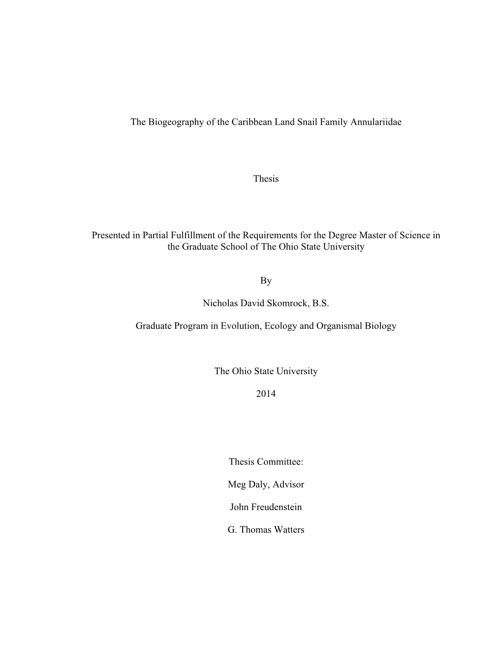 The Biogeography of the Caribbean Land Snail Family Annulariidae