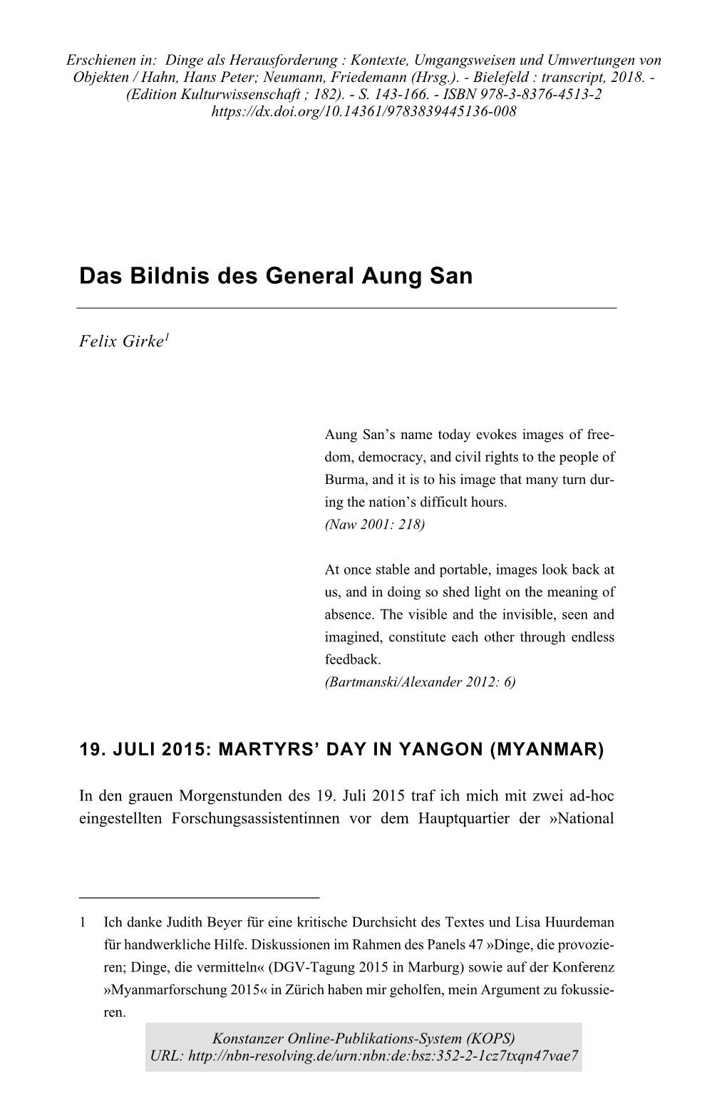 Das Bildnis Des General Aung San