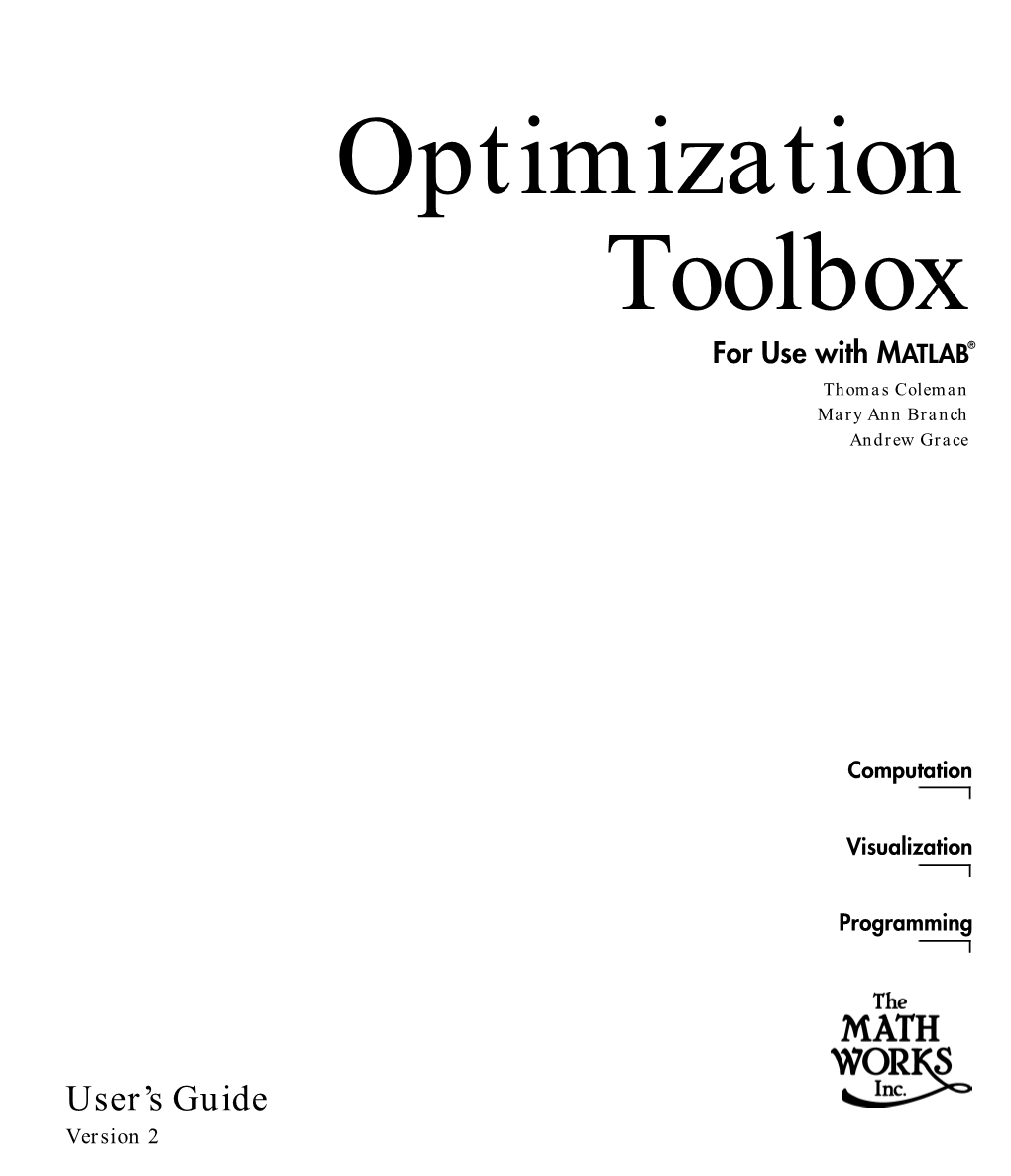 Optimization Toolbox User's Guide