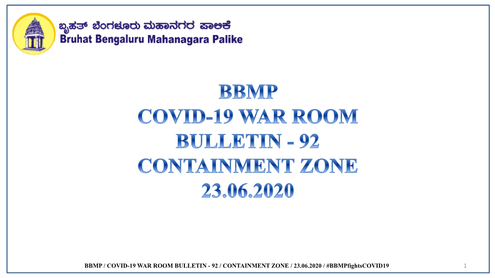 Bbmp Covid-19 War Room Bulletin-8 31.03.2020