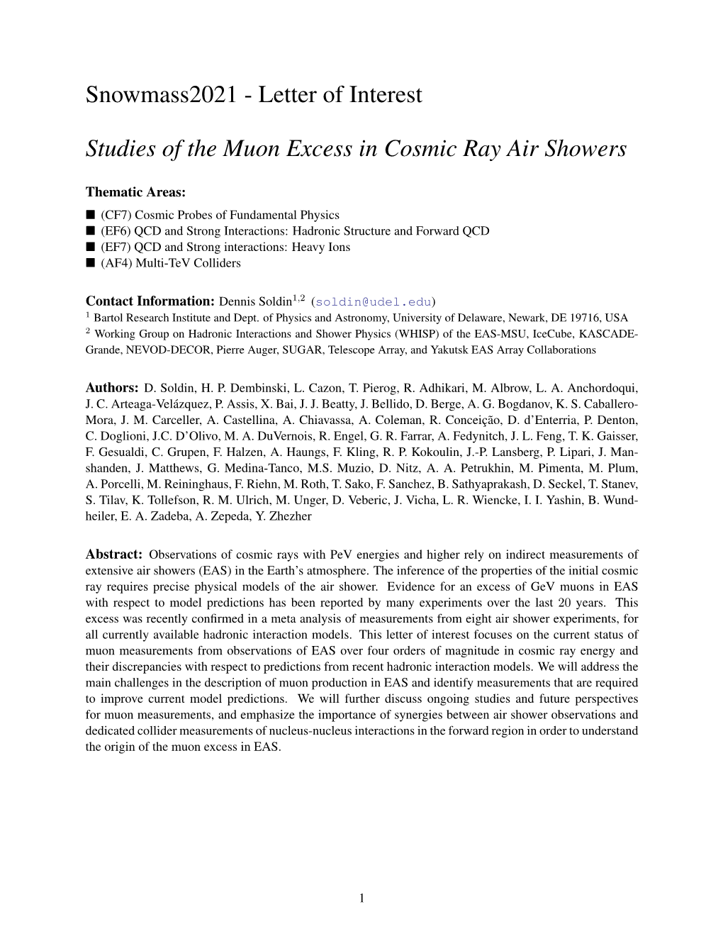 Letter of Interest Studies of the Muon Excess in Cosmic Ray Air Showers