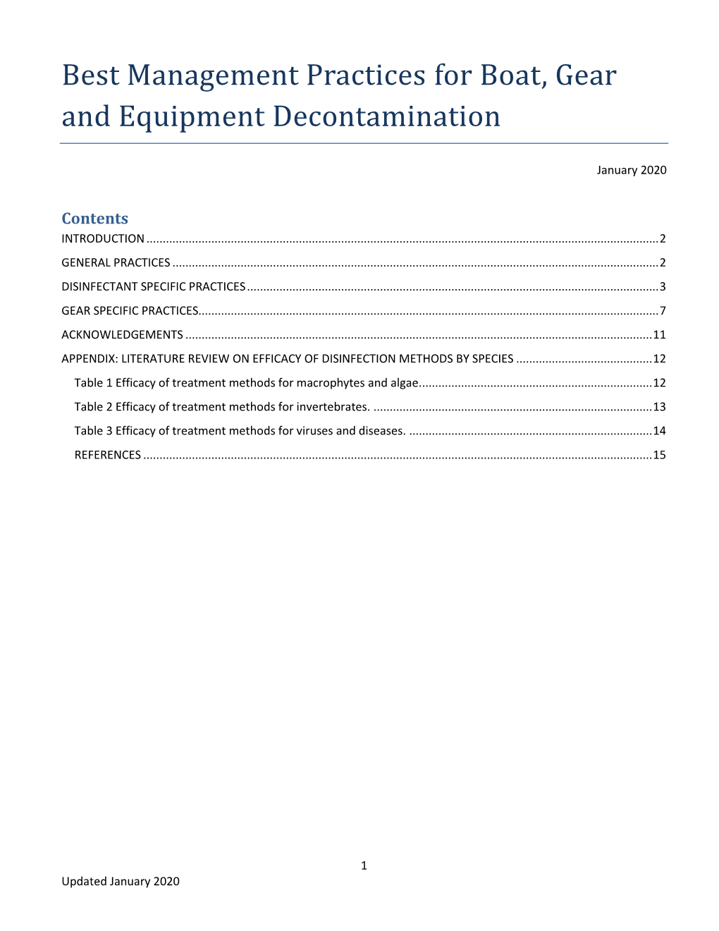 Best Management Practices for Boat, Gear and Equipment Decontamination