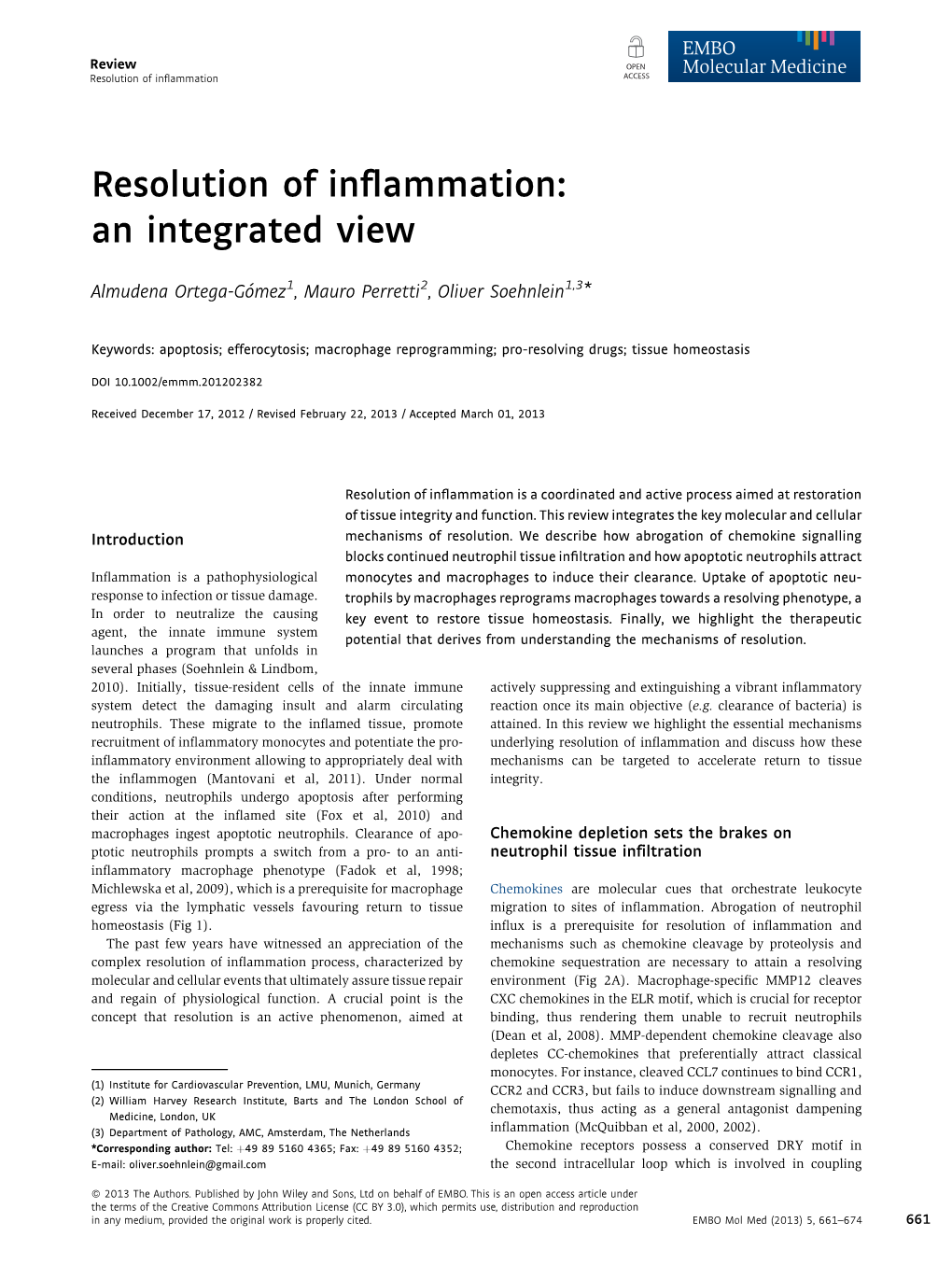 Resolution of Inflammation: an Integrated View