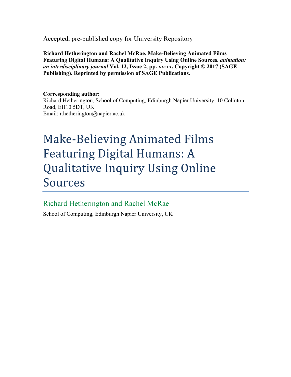 Believing Animated Films Featuring Digital Humans: a Qualitative Inquiry Using Online Sources