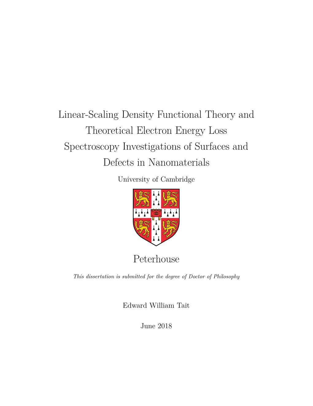 Linear-Scaling Density Functional Theory and Theoretical Electron Energy Loss Spectroscopy Investigations of Surfaces and Defects in Nanomaterials