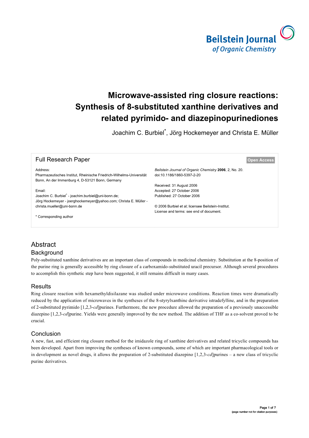 Synthesis of 8-Substituted Xanthine Derivatives and Related Pyrimido- and Diazepinopurinediones