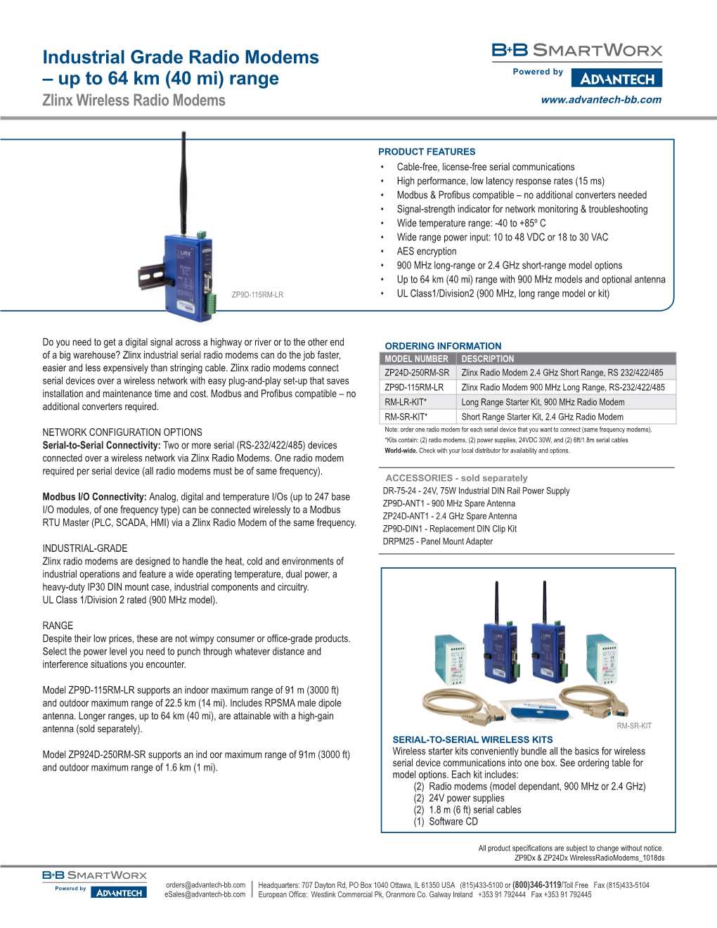 Industrial Grade Radio Modems – up to 64 Km (40 Mi) Range Zlinx Wireless Radio Modems