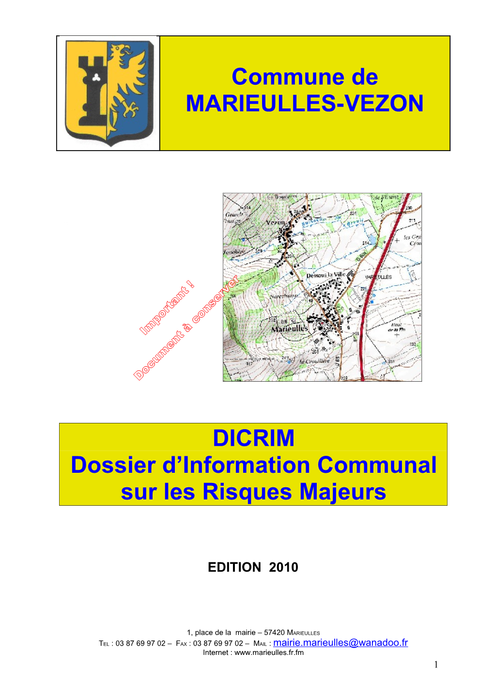 Commune De MARIEULLES-VEZON DICRIM Dossier D'information