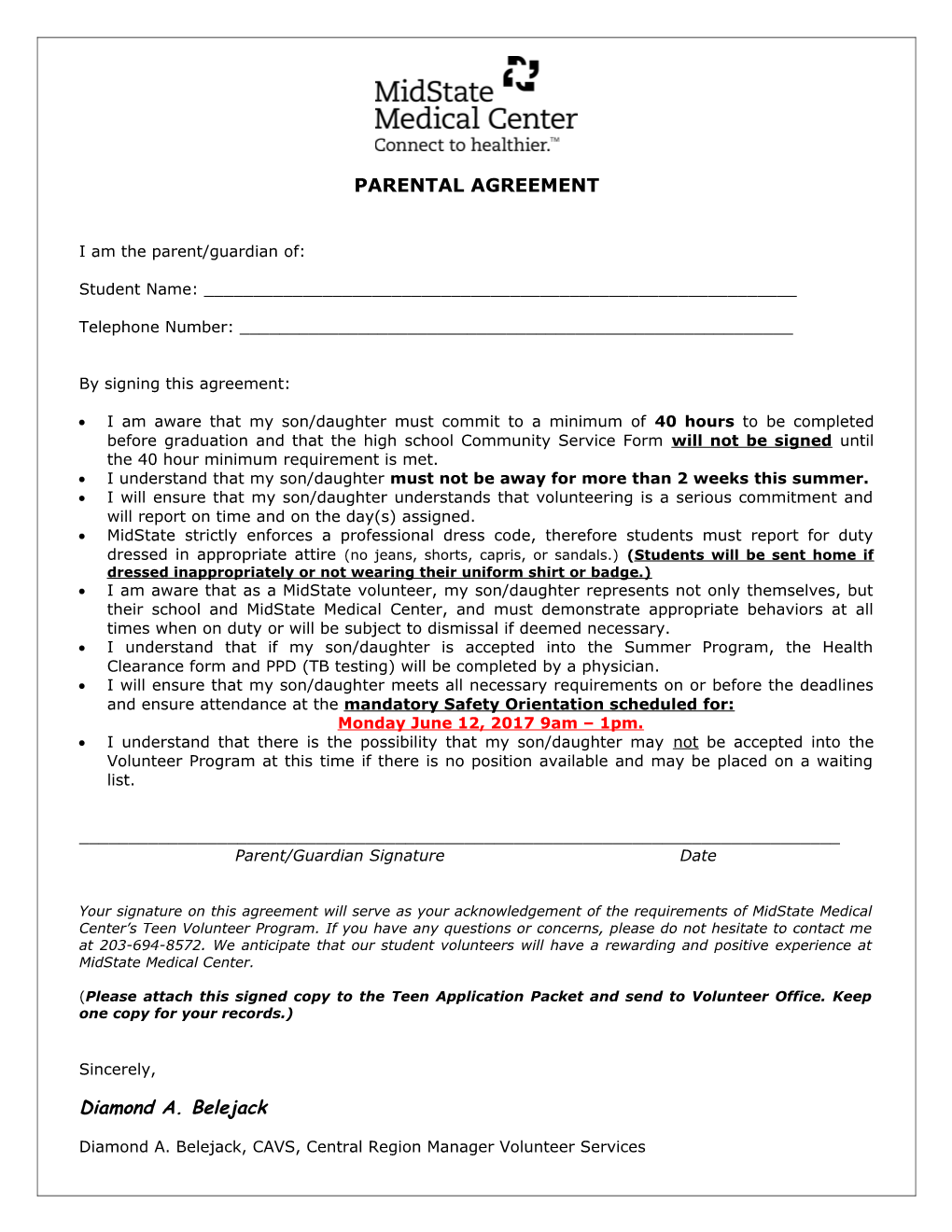 Parental Agreement