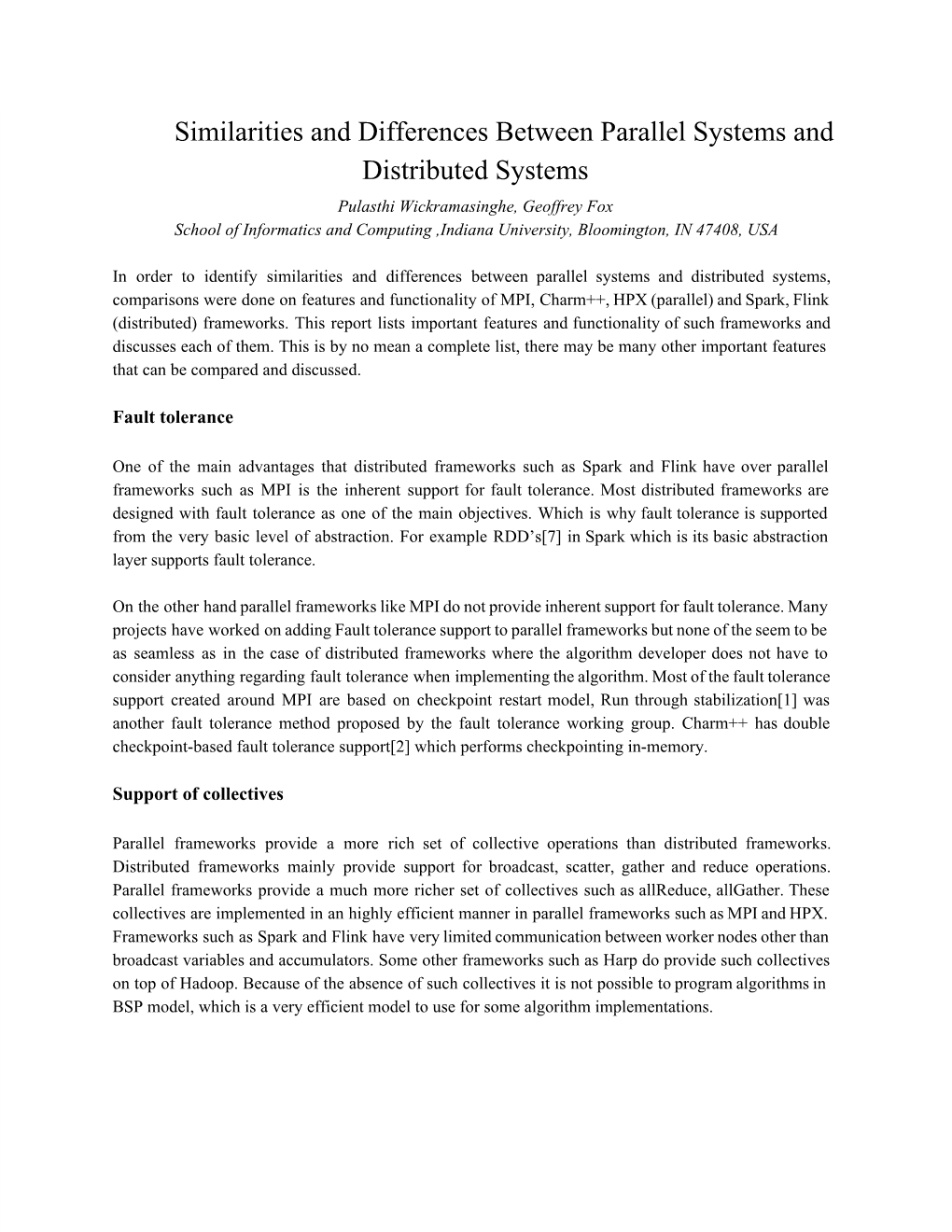 Similarities and Differences Between Parallel Systems and Distributed