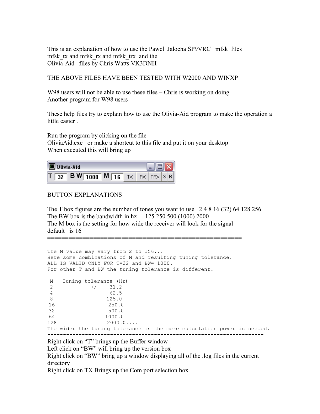 This Is an Explanation of How to Use the Pawel Jalocha SP9VRC Mfsk Files