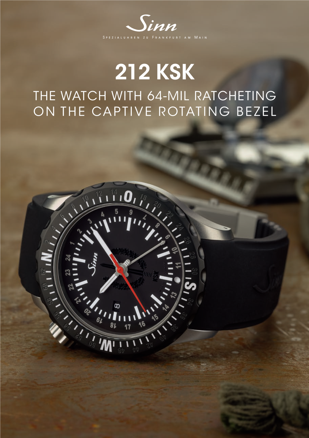 212 KSK the WATCH with 64-MIL RATCHETING on the CAPTIVE ROTATING BEZEL 212 KSK – Black Silicone Strap