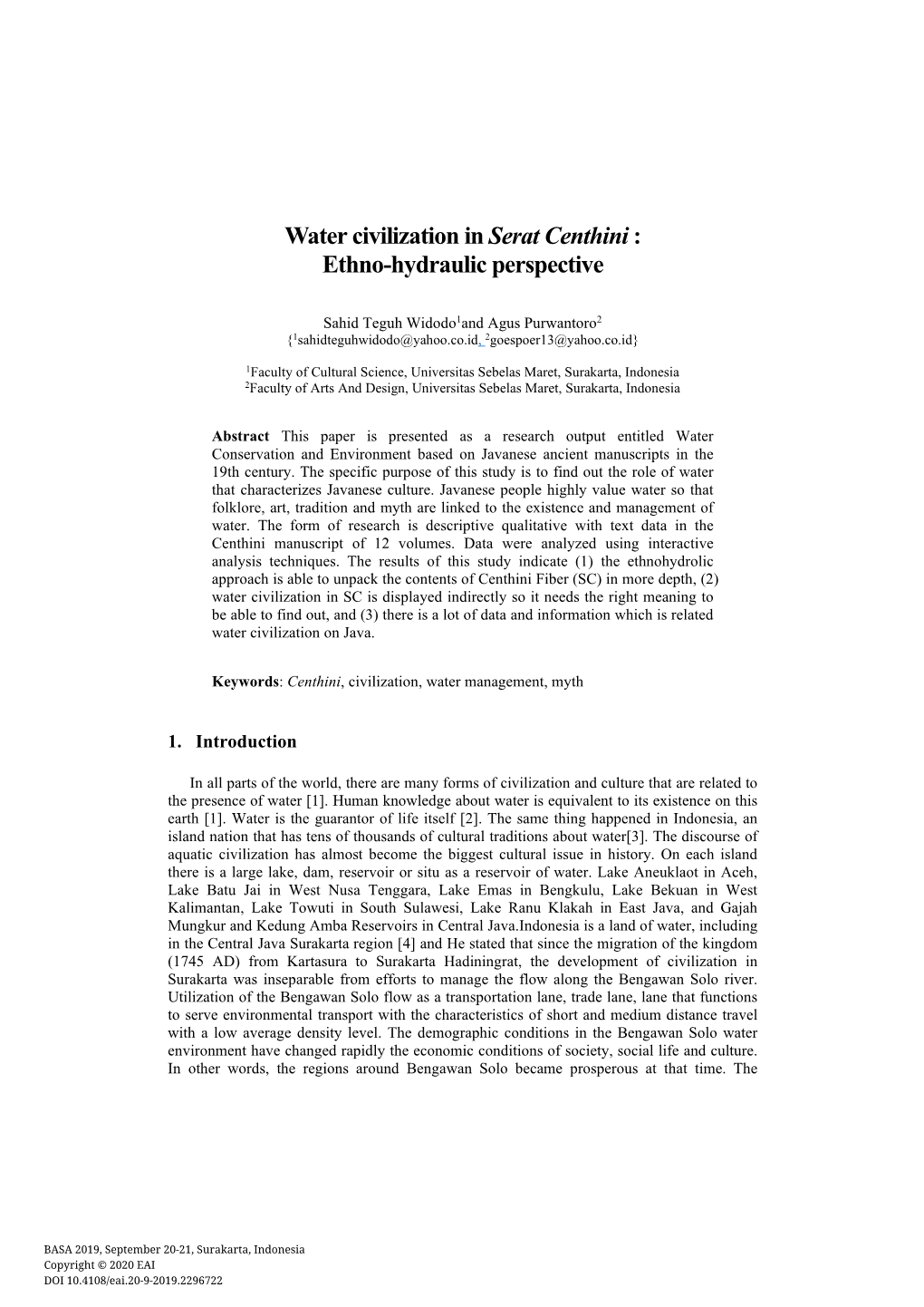 Water Civilization in Serat Centhini : Ethno-Hydraulic Perspective