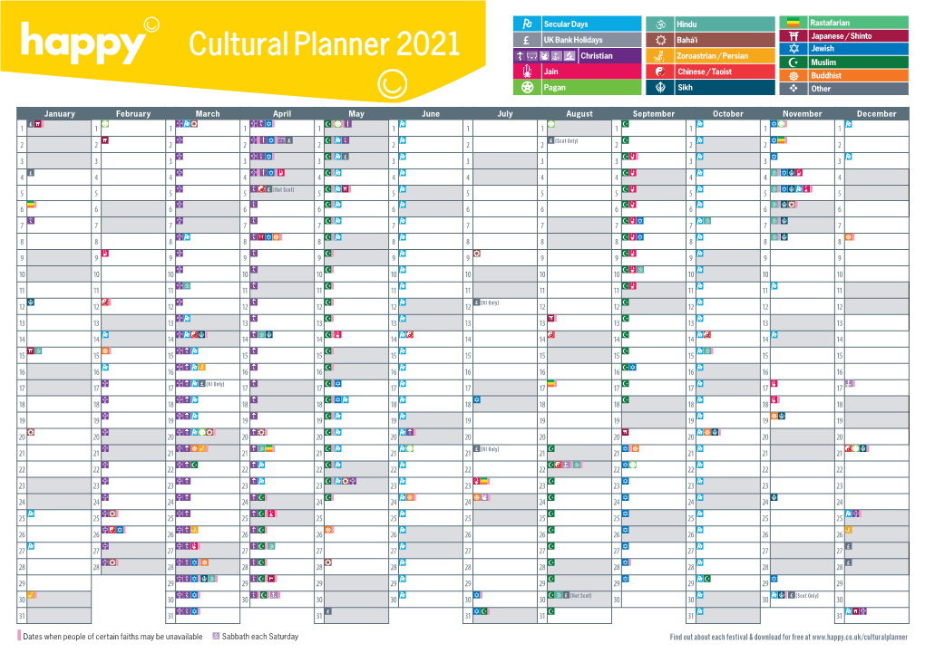 To Download the 2021 Happy Cultural Planner