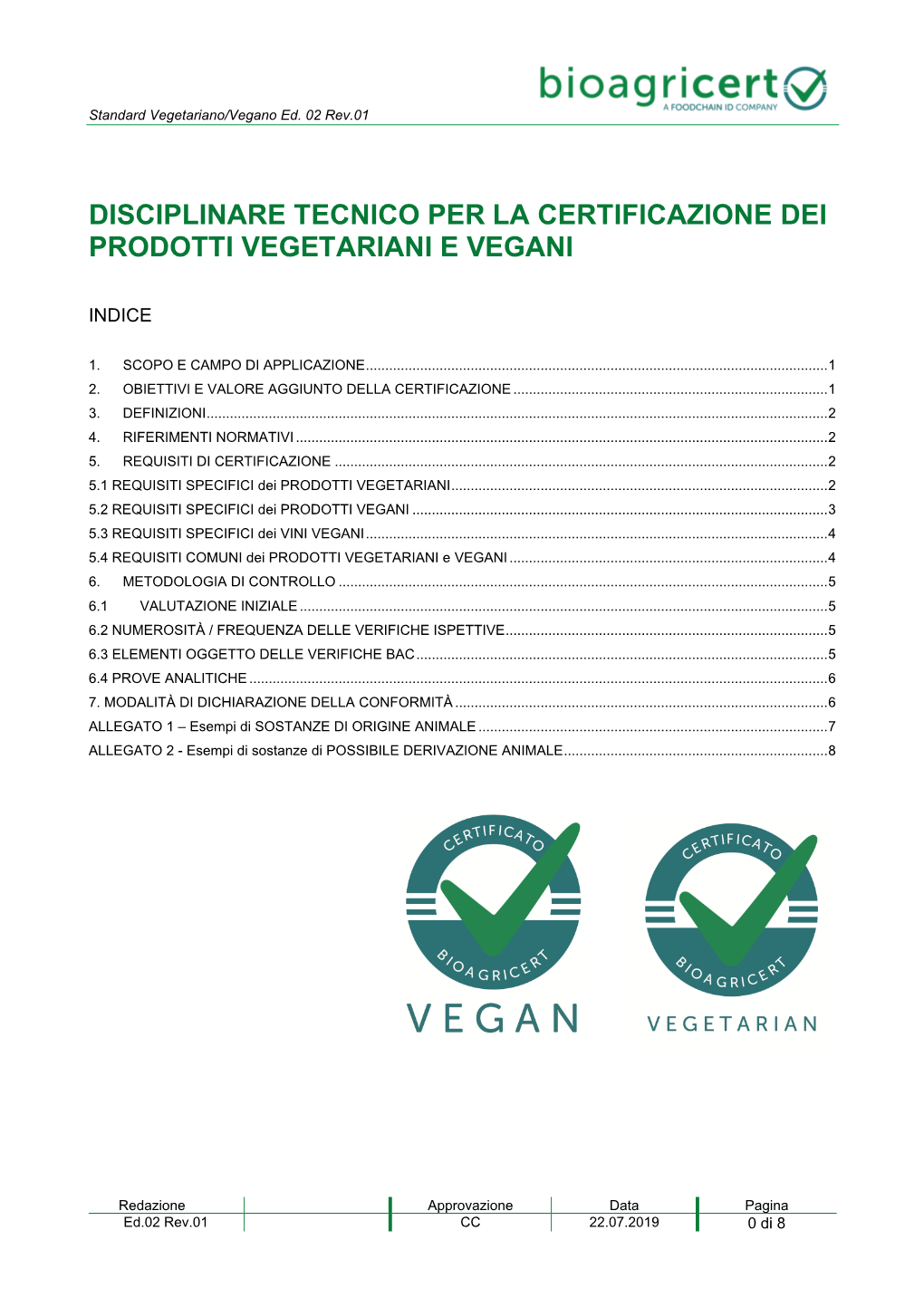 Standard Bioagricert Per La Certificazione Dei Prodotti Vegani E