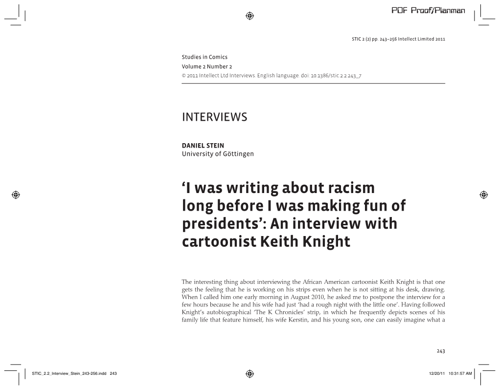 An Interview with Cartoonist Keith Knight