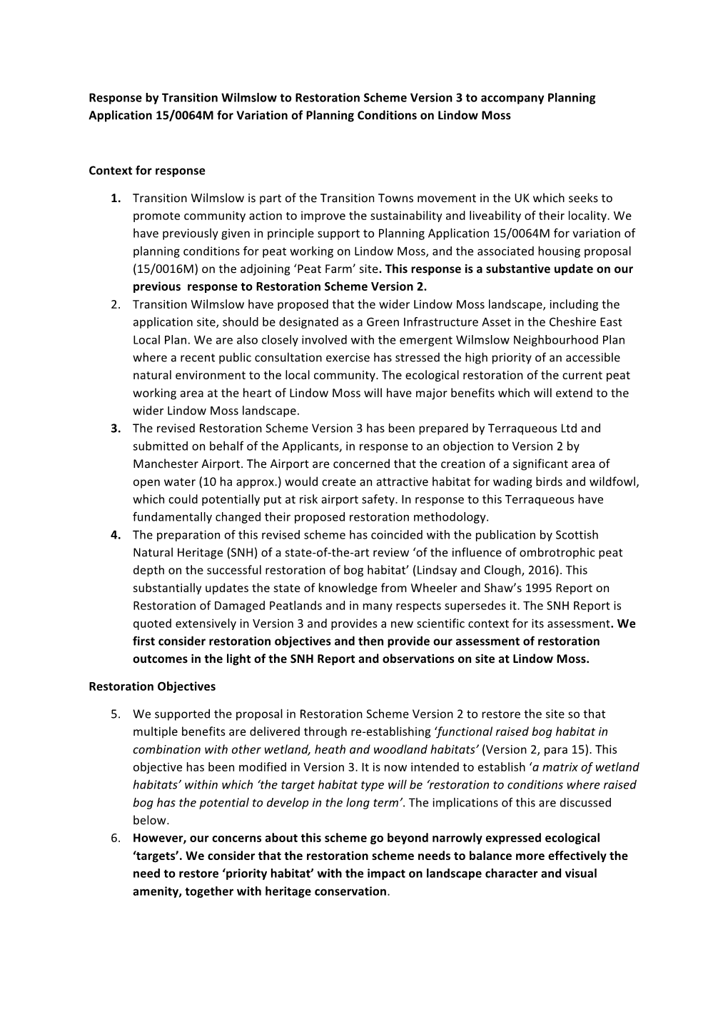 Lindow Moss Restoration Scheme Version 3