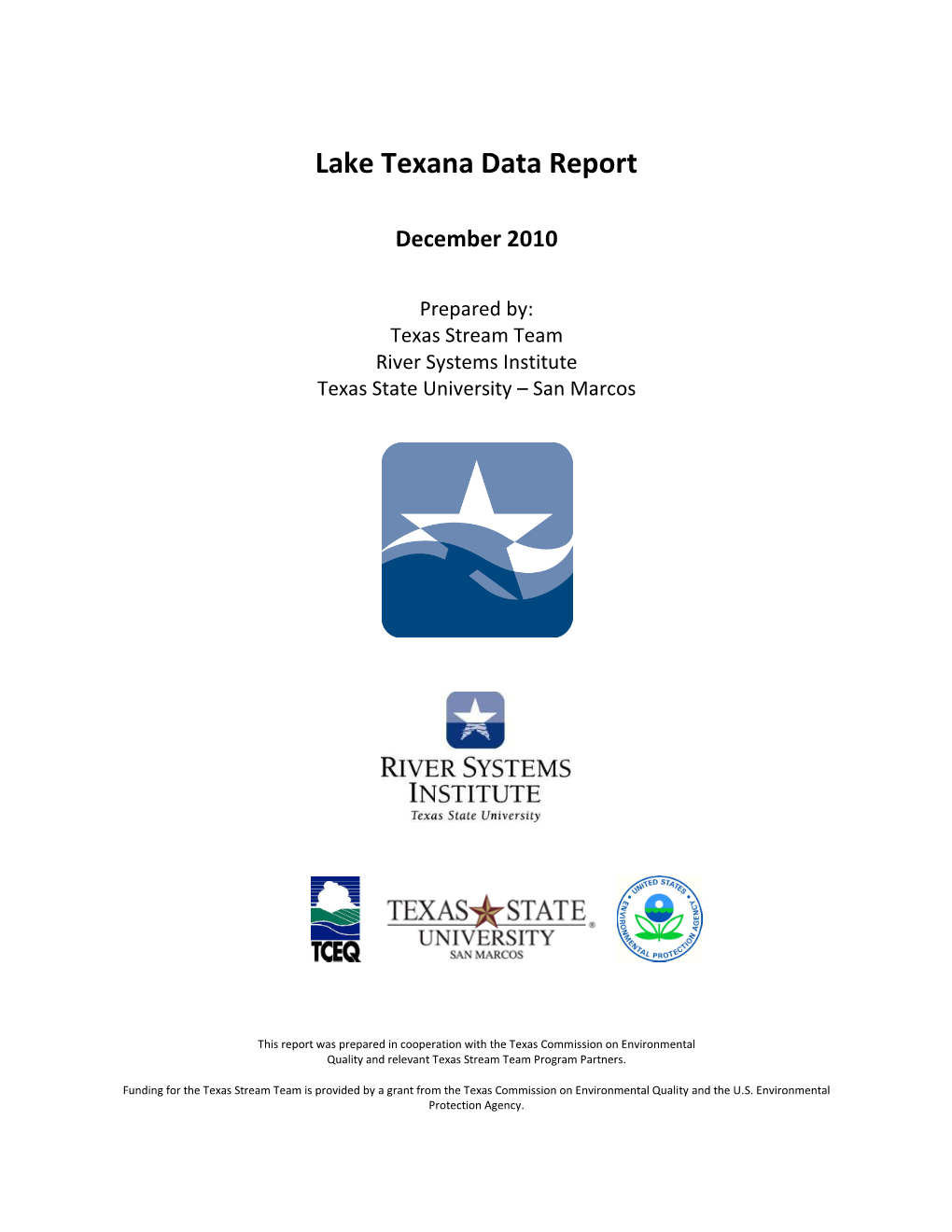 Lake Texana Data Report