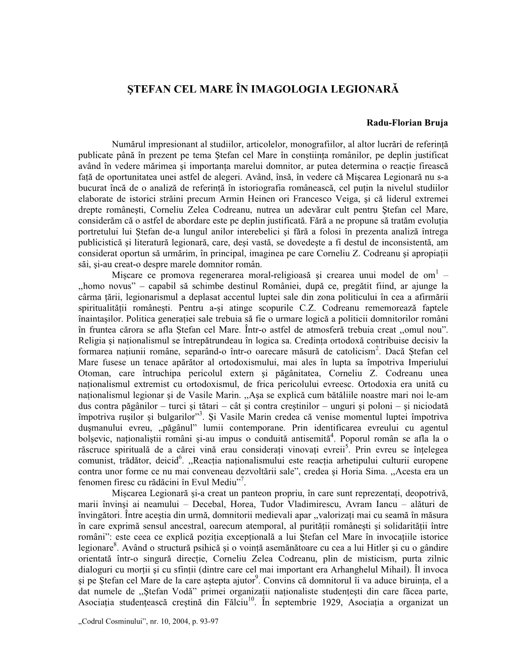 Ştefan Cel Mare În Imagologia Legionară