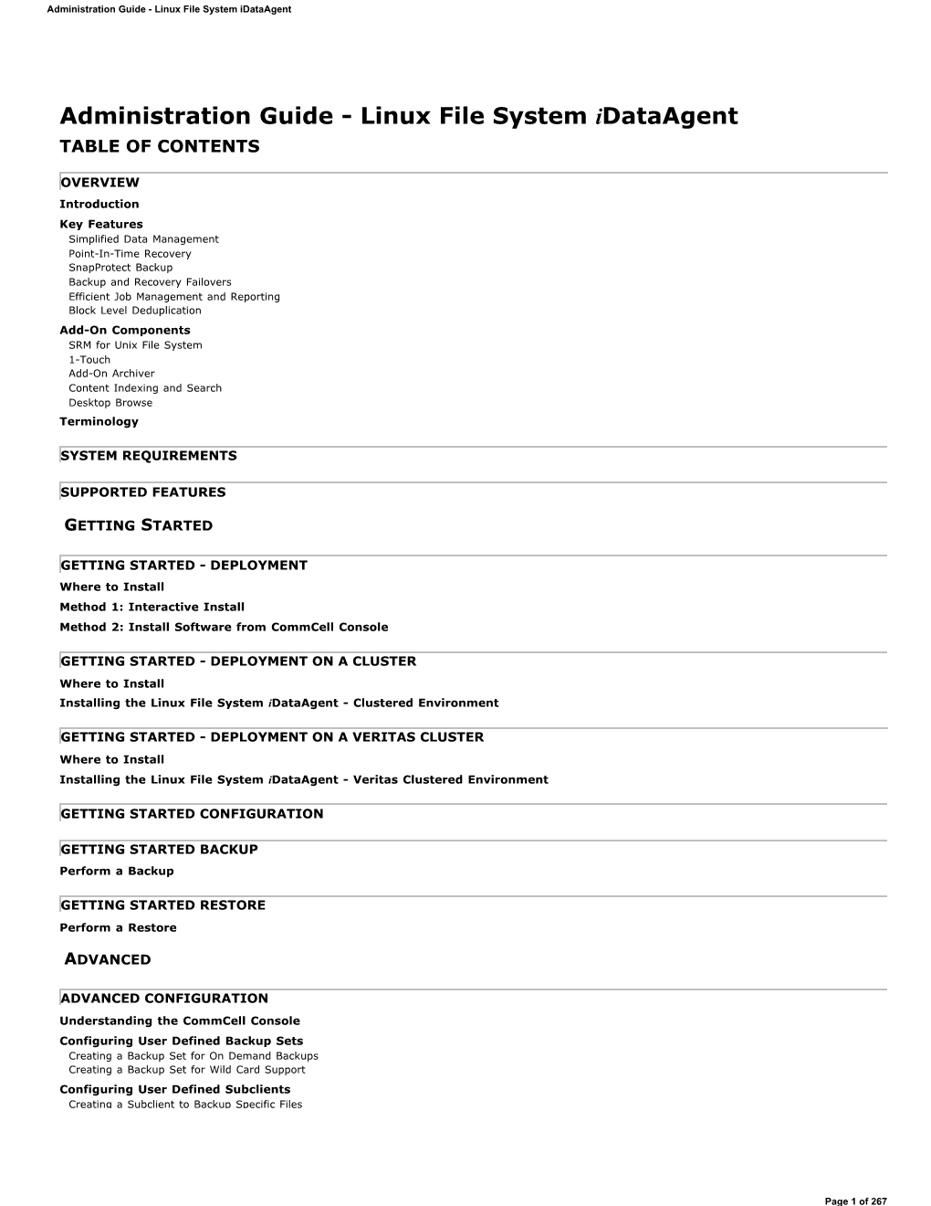 Administration Guide - Linux File System Idataagent