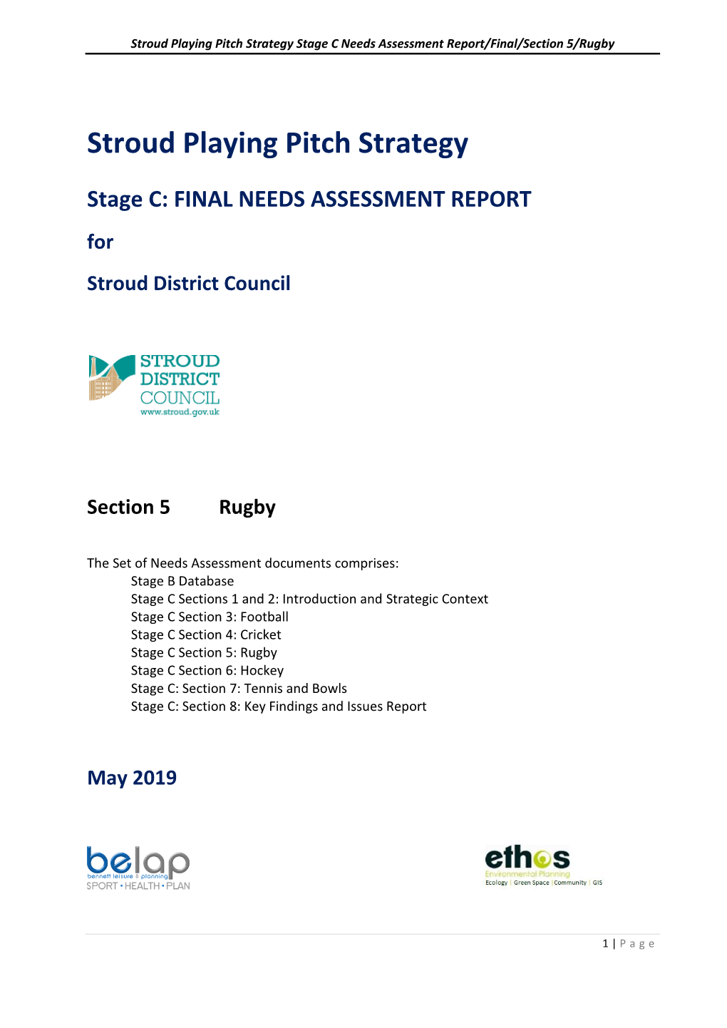 Stroud Playing Pitch Strategy Stage C Needs Assessment Report/Final/Section 5/Rugby