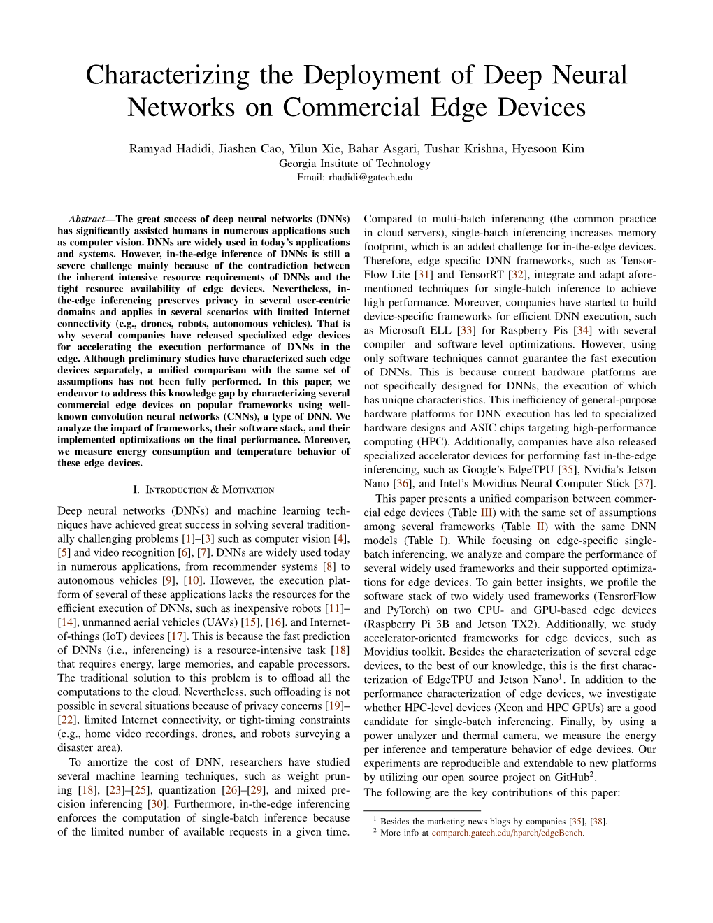 Characterizing the Deployment of Deep Neural Networks on Commercial Edge Devices