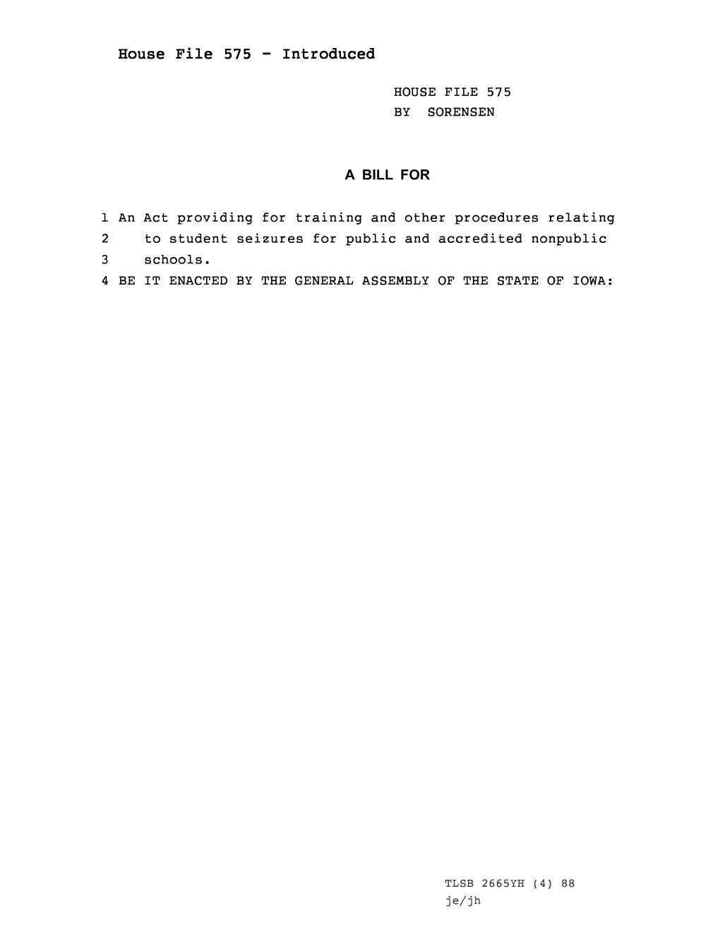 House File 575 - Introduced