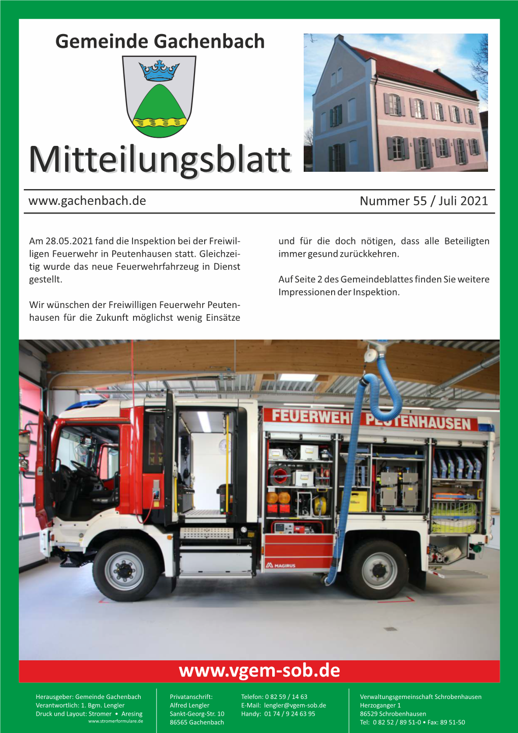 Mitteilungsblatt Gemeinde GACHENBACH Aus Unserer Gemeinde