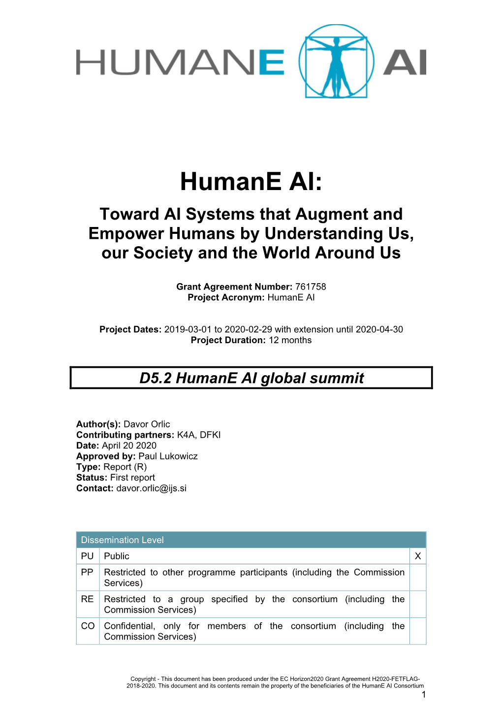 D5.2 Humane AI Global Summit