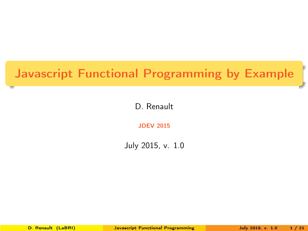 Javascript Functional Programming by Example