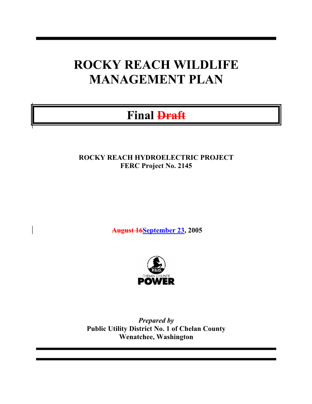 Rocky Reach Wildlife Management Plan