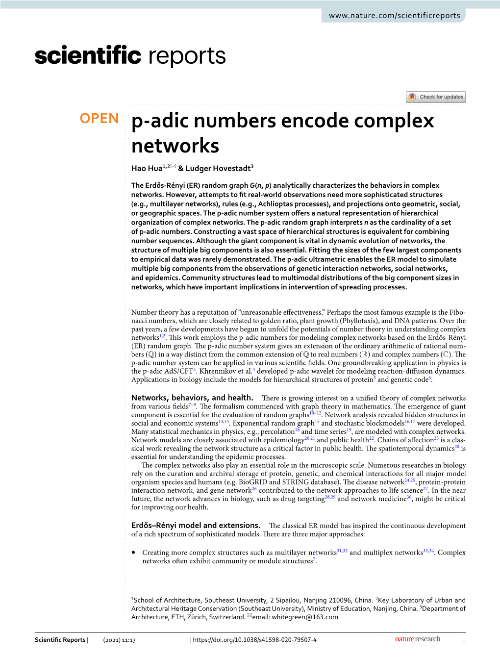 P-Adic Numbers Encode Complex Networks