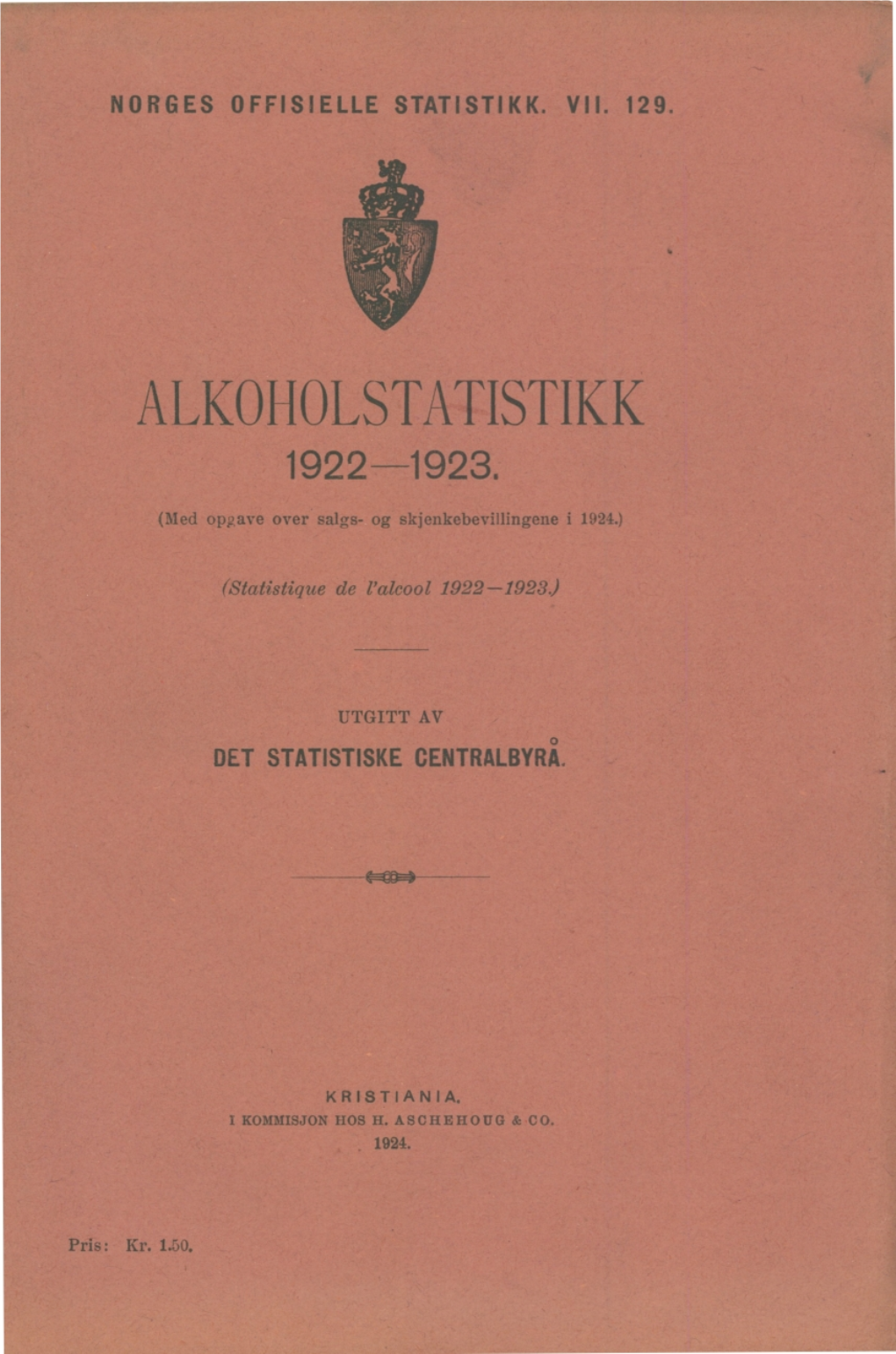 Alkoholstatistikk 1922-1923