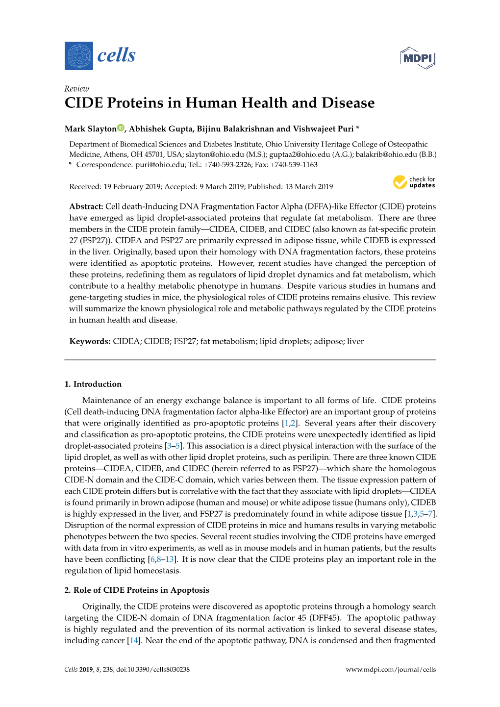 CIDE Proteins in Human Health and Disease