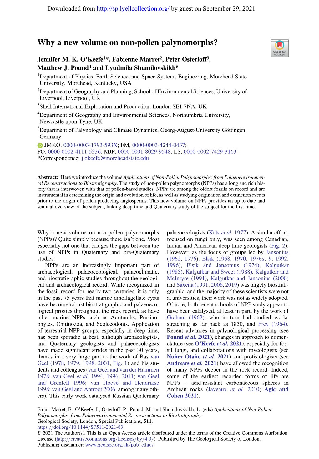 Why a New Volume on Non-Pollen Palynomorphs?