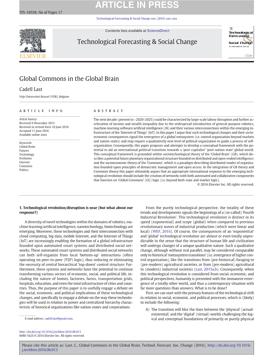 Global Commons in the Global Brain