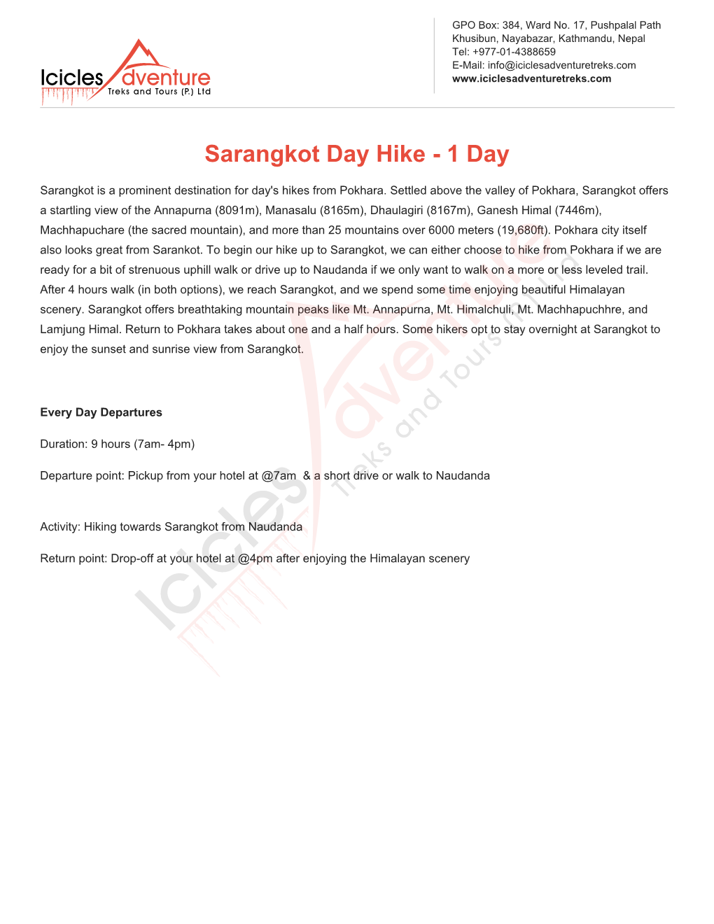 Sarangkot Day Hike - 1 Day