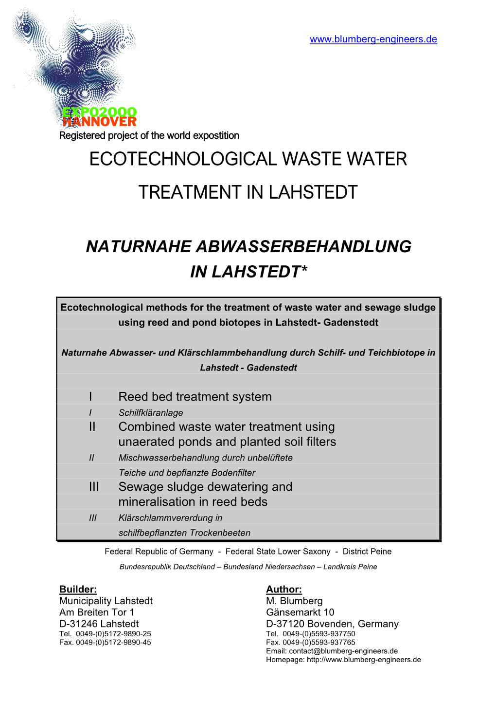 Constructed Wetlands for Treatment of Municipal Wastewater And