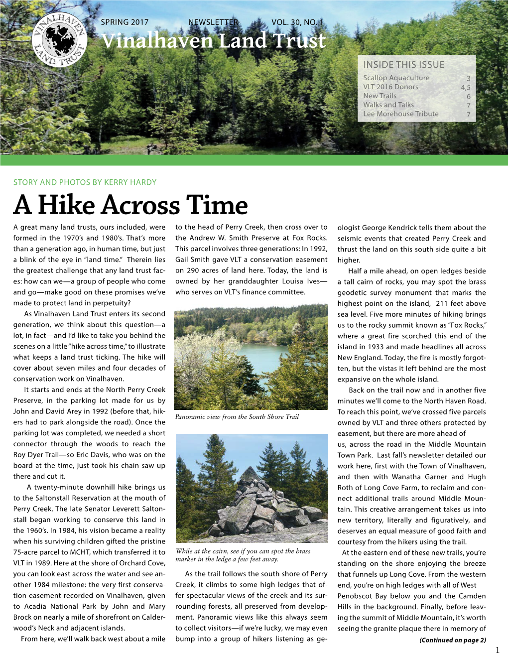 A Hike Across Time Linnell Mather, Executive Director Newsletter and Notice of Special Events