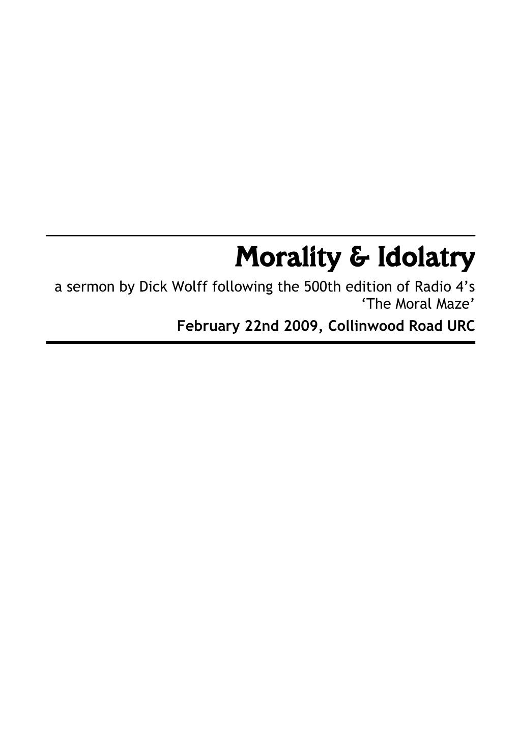 090222 Idolatry & Morality