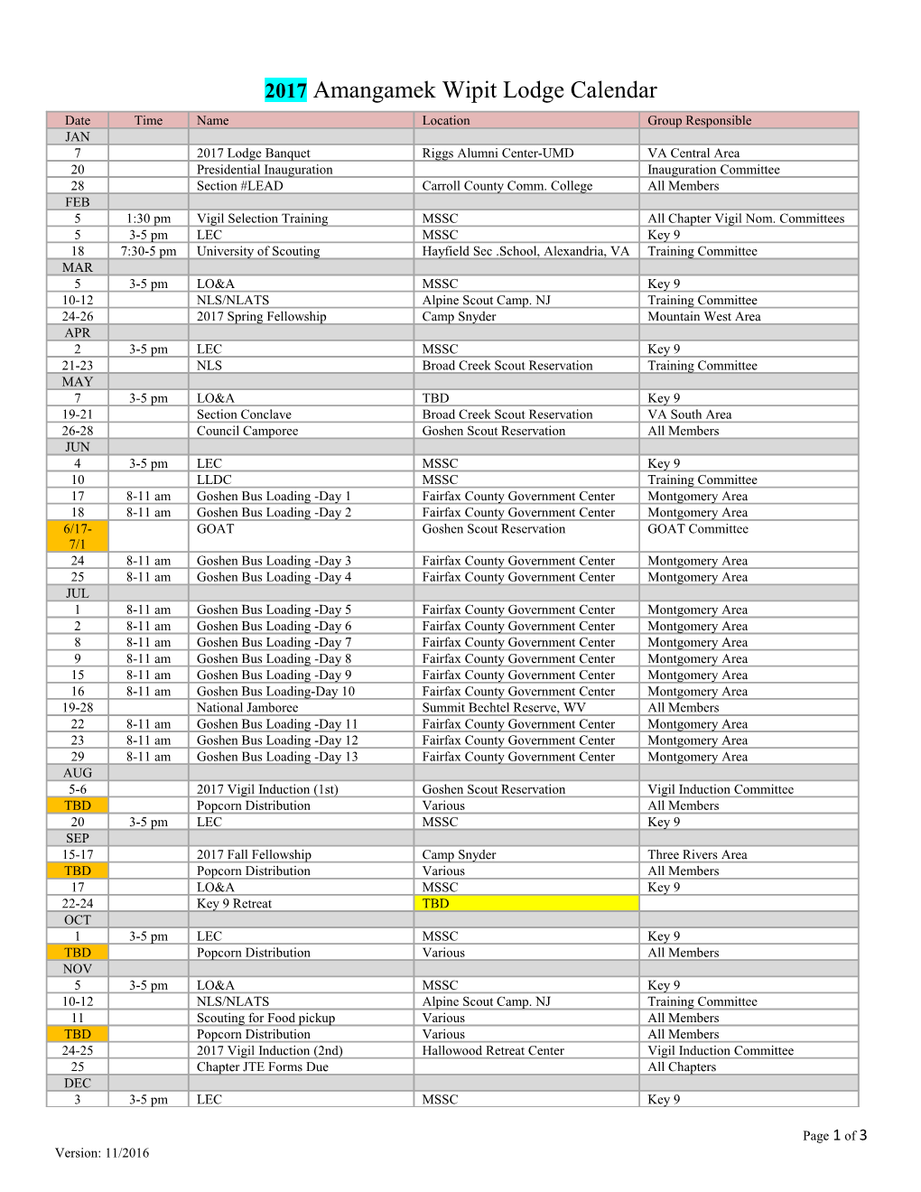 2017 Amangamek Wipit Lodge Calendar