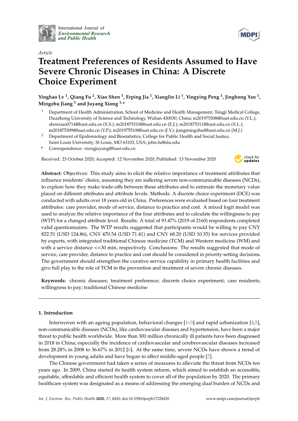 Treatment Preferences of Residents Assumed to Have Severe Chronic Diseases in China: a Discrete Choice Experiment