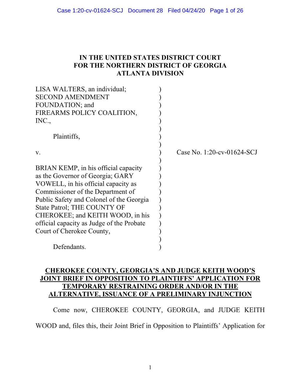 Case 1:20-Cv-01624-SCJ Document 28 Filed 04/24/20 Page 1 of 26