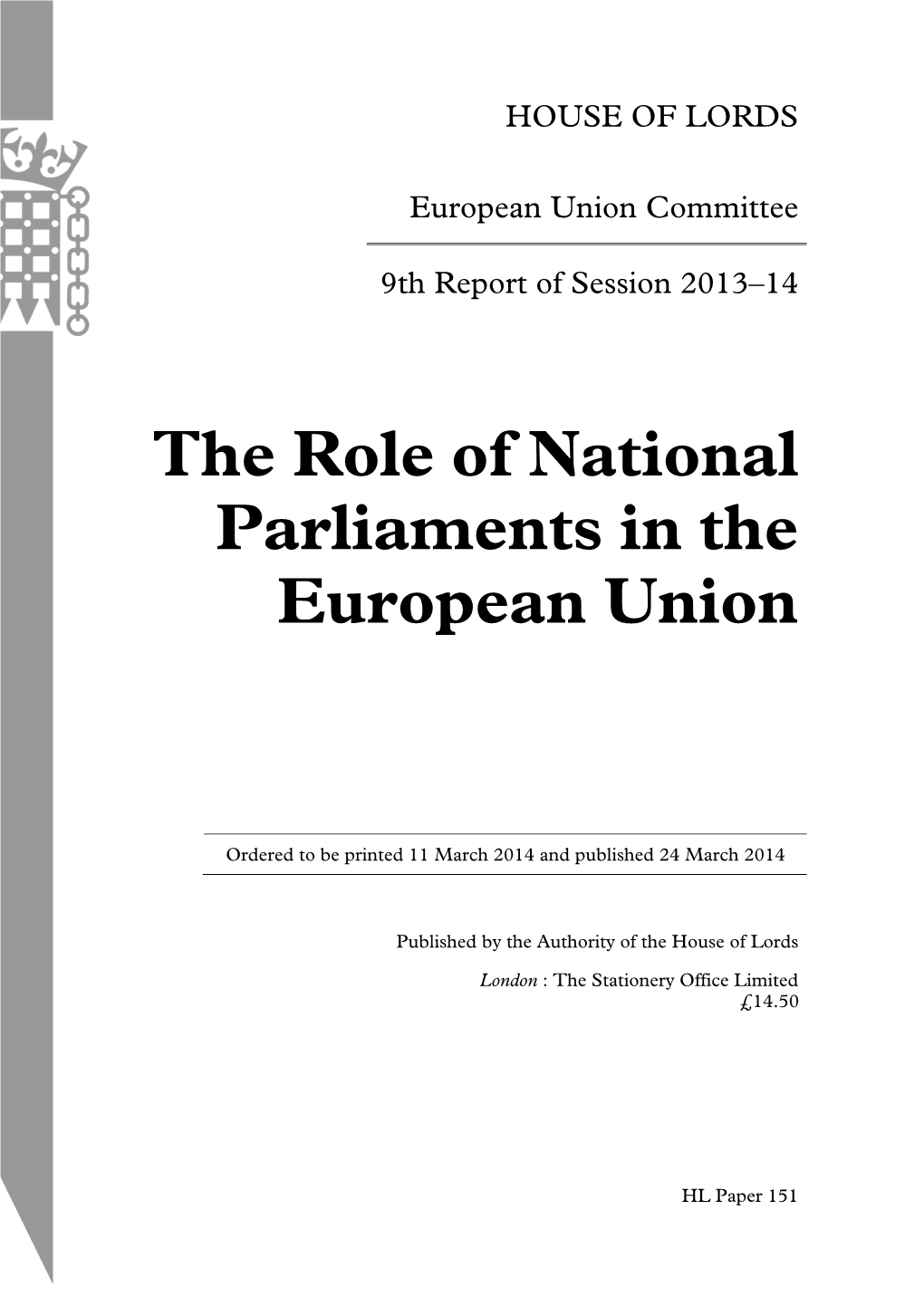The Role of National Parliaments in the European Union
