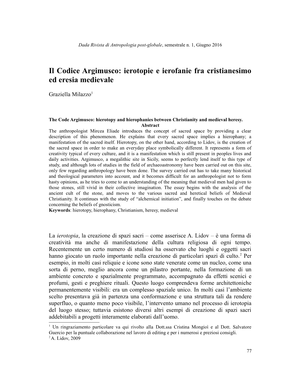 Il Codice Argimusco: Ierotopie E Ierofanie Fra Cristianesimo Ed Eresia Medievale