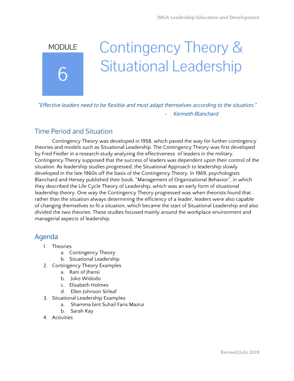 06. Contingency Theory & Situational Leadership