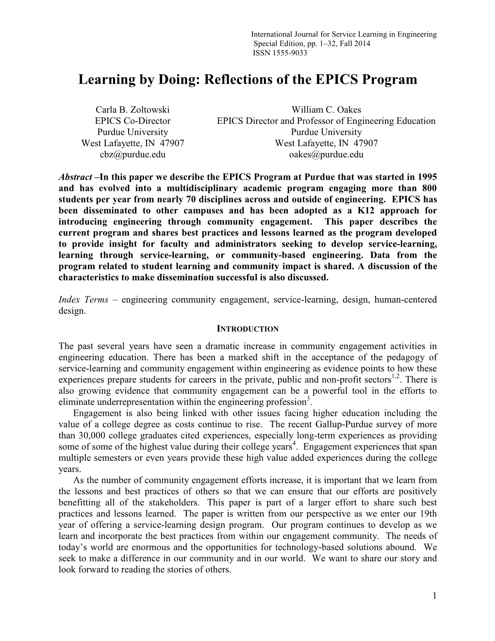 Learning by Doing: Reflections of the EPICS Program