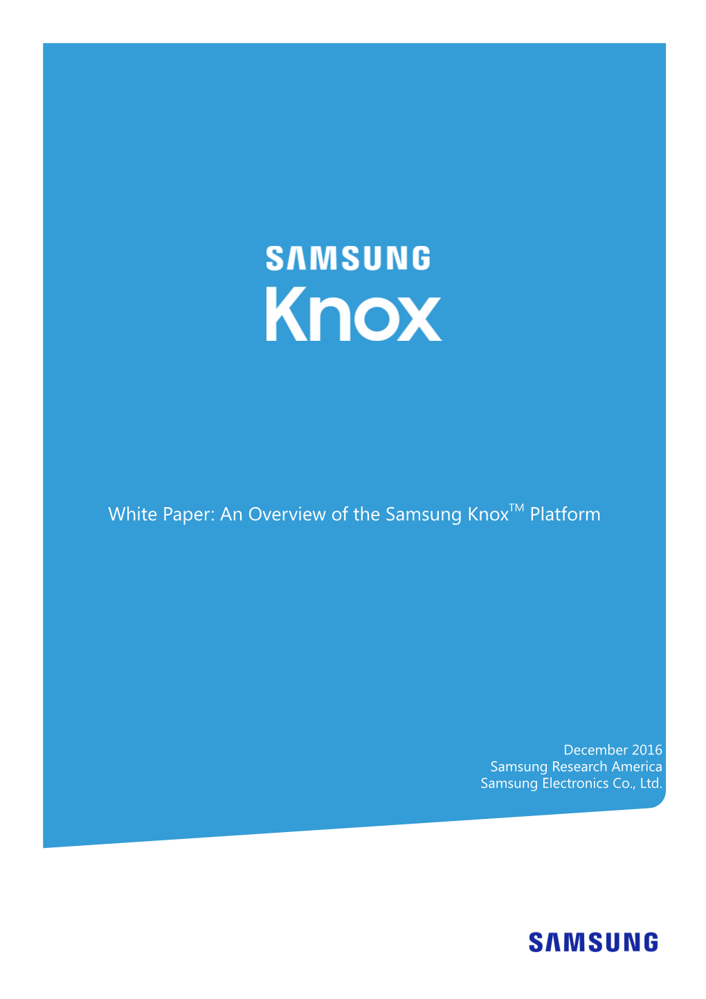 White Paper: an Overview of the Samsung Knoxtm Platform