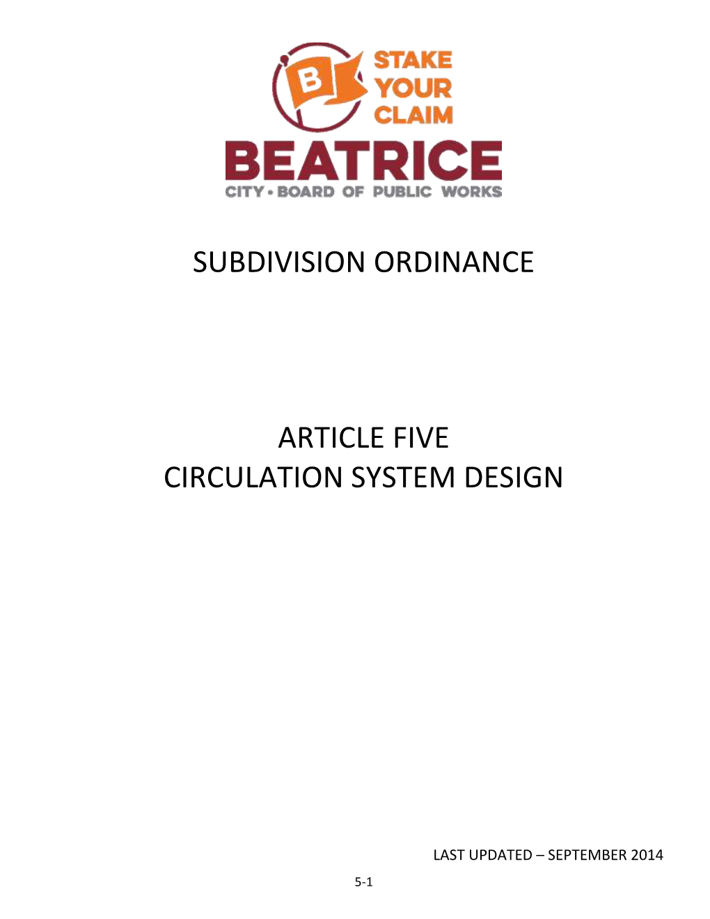 Subdivision Article Five