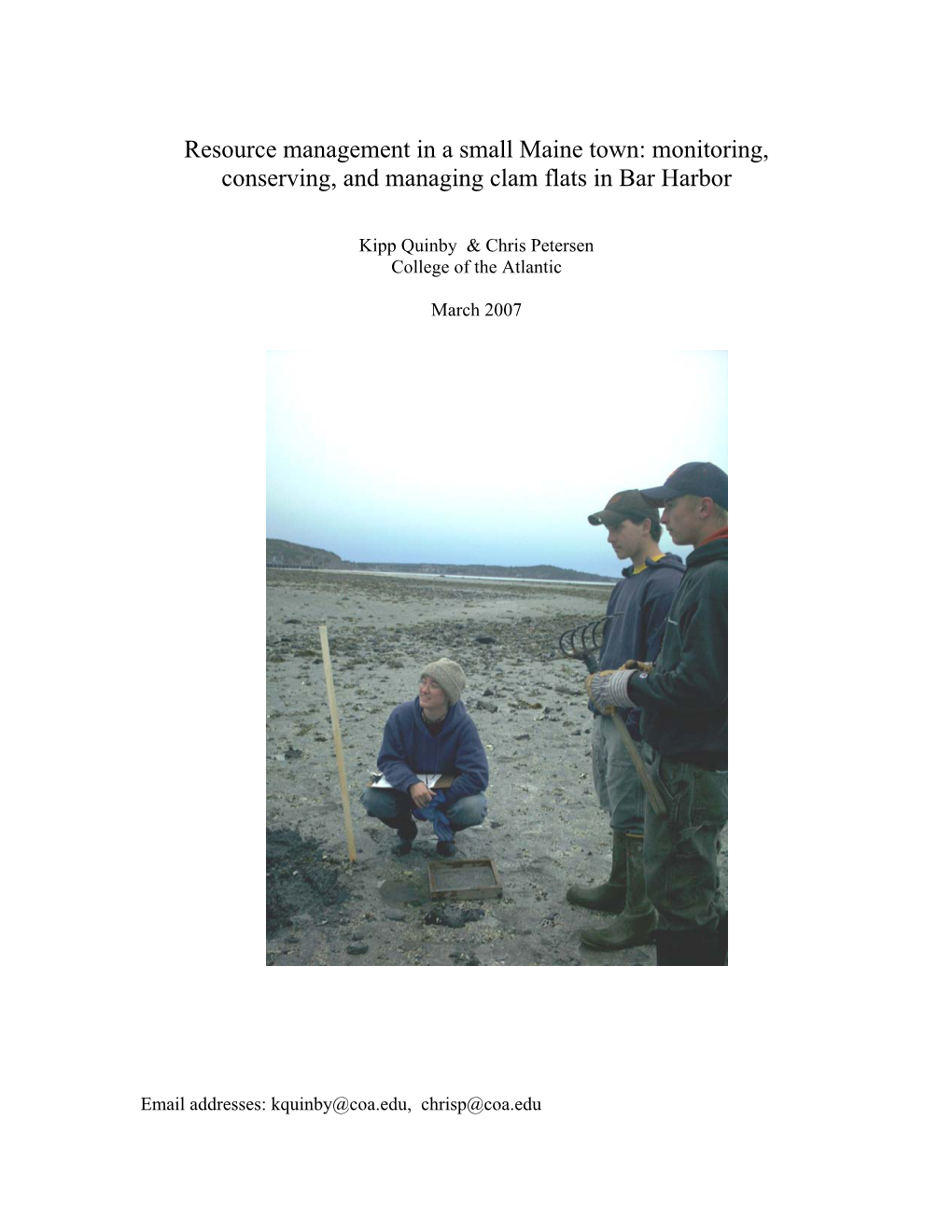 Monitoring, Conserving, and Managing Clam Flats in Bar Harbor